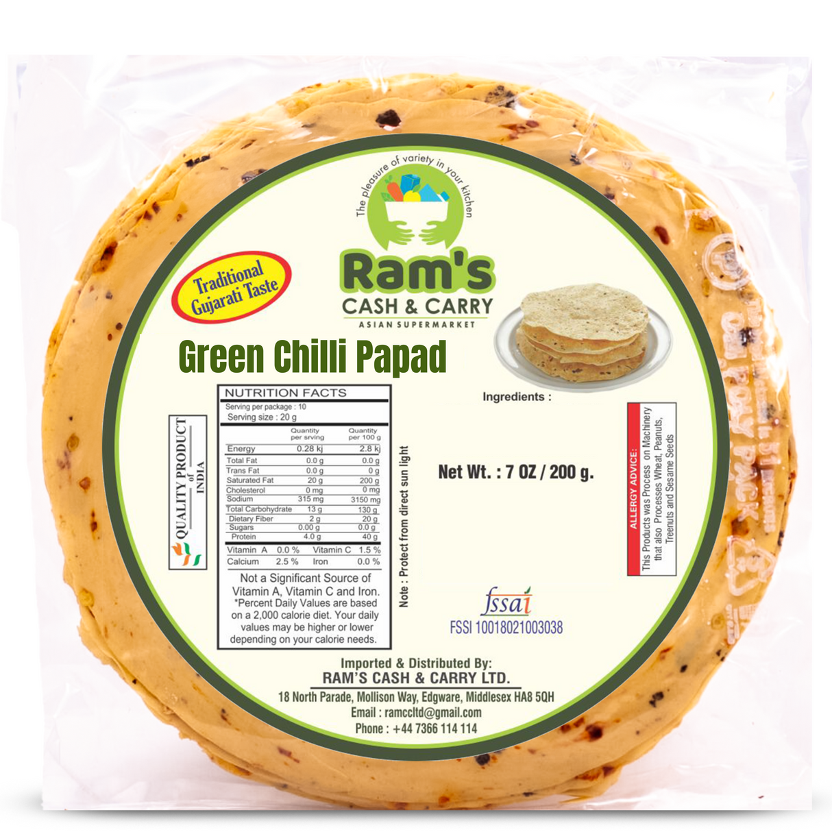 Rams Green Chilli Papad