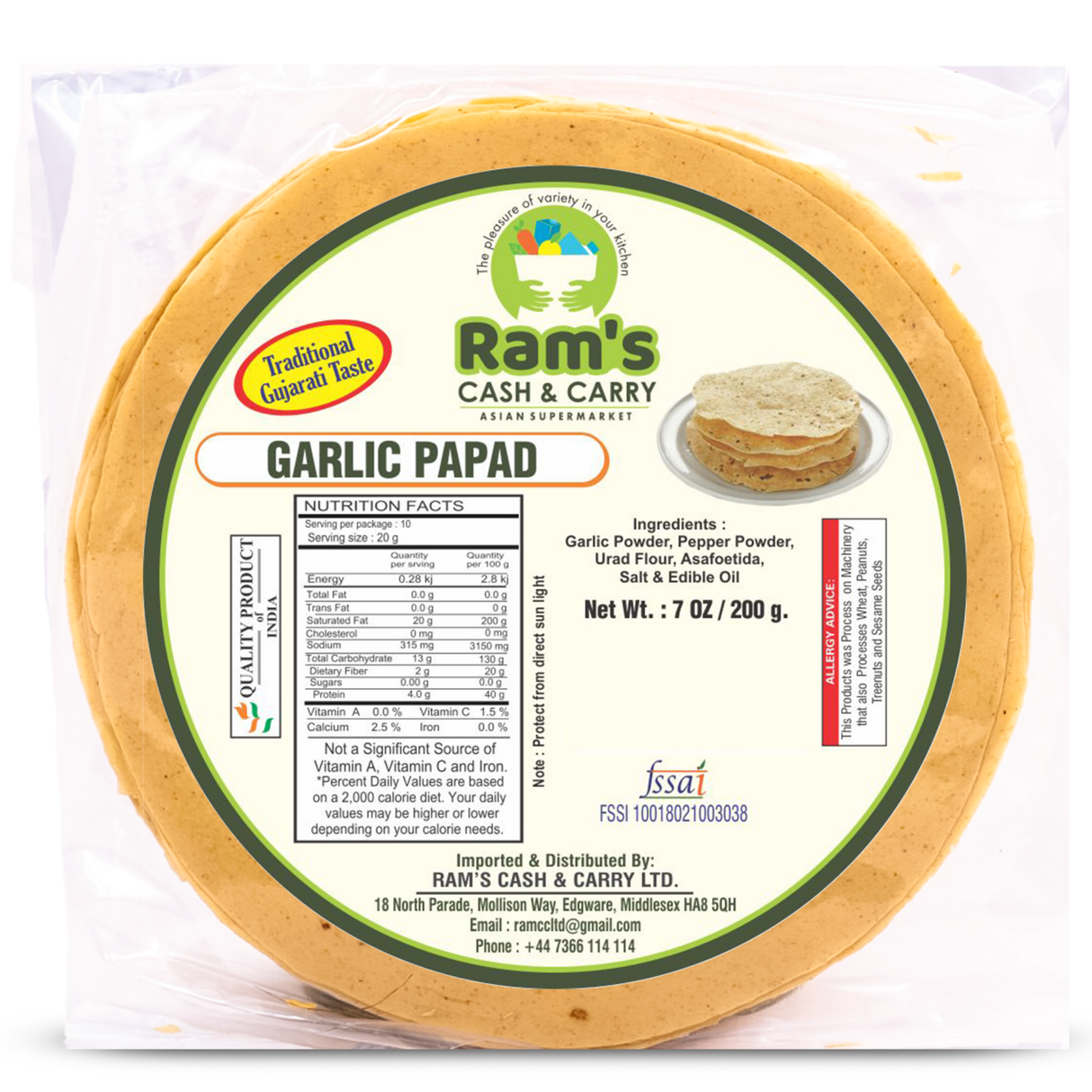 Rams Garlic Papad