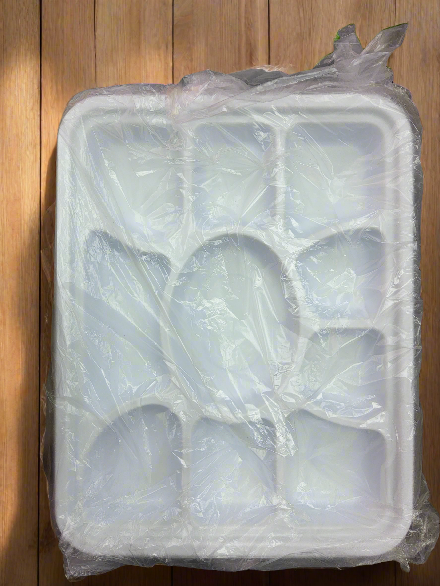 10 compartment disposable white plates (25 pcs)