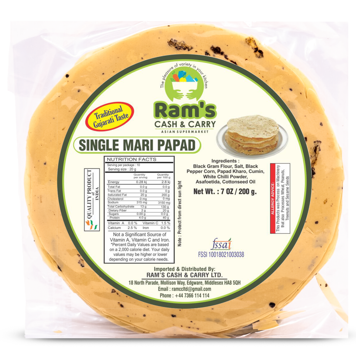 Rams Single Mari Papad