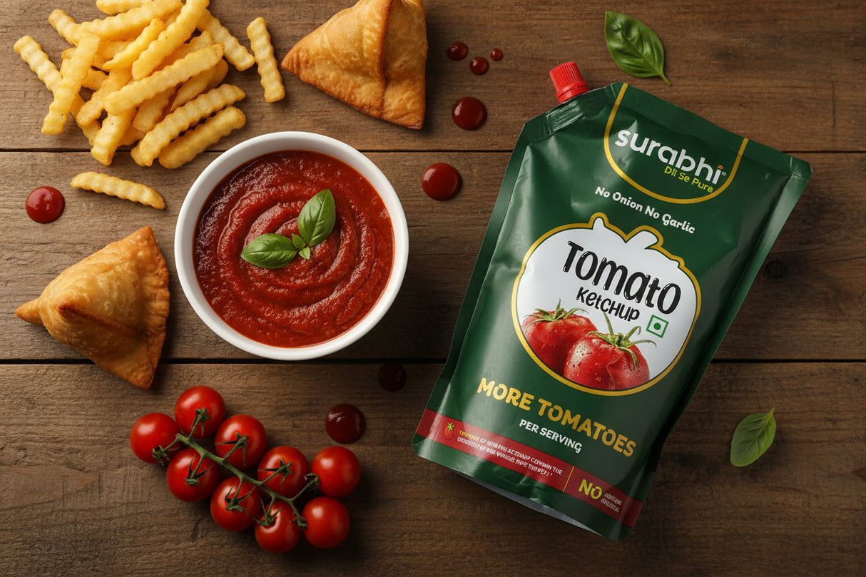 SURABHI ORIGINAL TOMATO KETCHUP NO ONION NO GARLIC (900G)